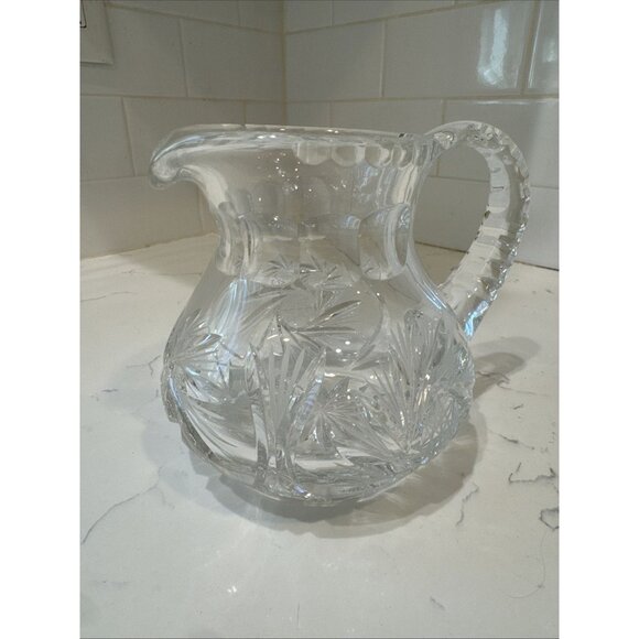 Vintage Beautiful Polish Cut Crystal Pinwheel Pattern 5" Pitcher - Picture 7 of 16